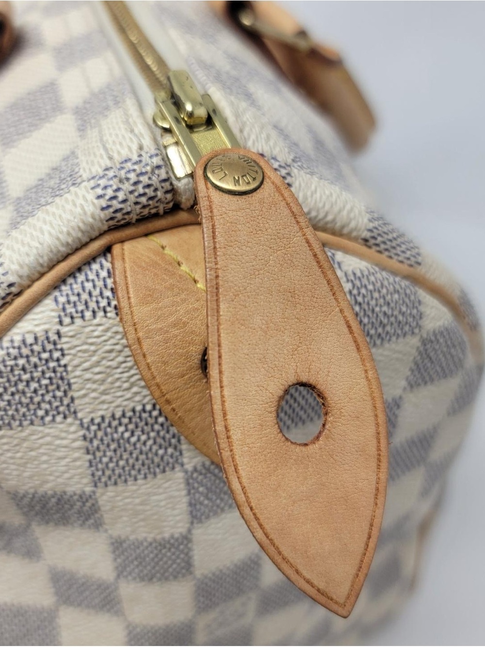Louis Vuitton Cream and Tan Checkered Satchel - Picture 6 of 12
